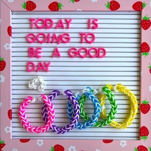 Set of 5 Fishtail Bracelets & Ring Handmade by Sonia Colorful Kids' Jewelry Y2K